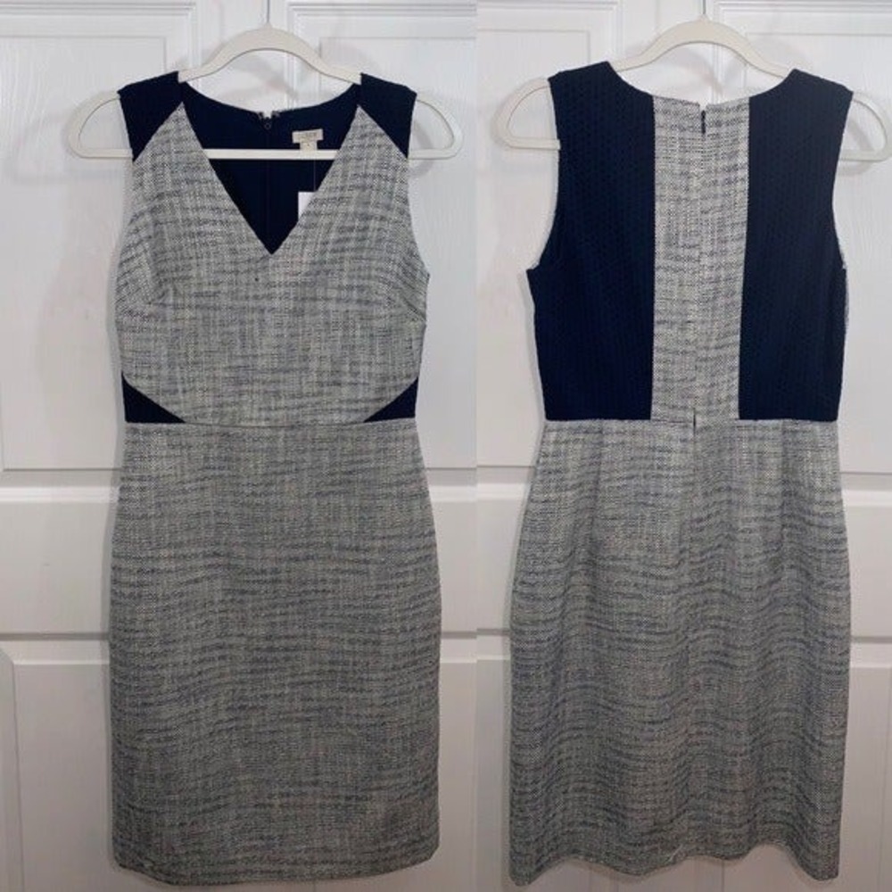 NWT J. Crew Tweed Blocked Multicolored Sheath Pencil Dress